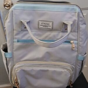Etronik Light Blue and Gray Women's Laptop Backpack